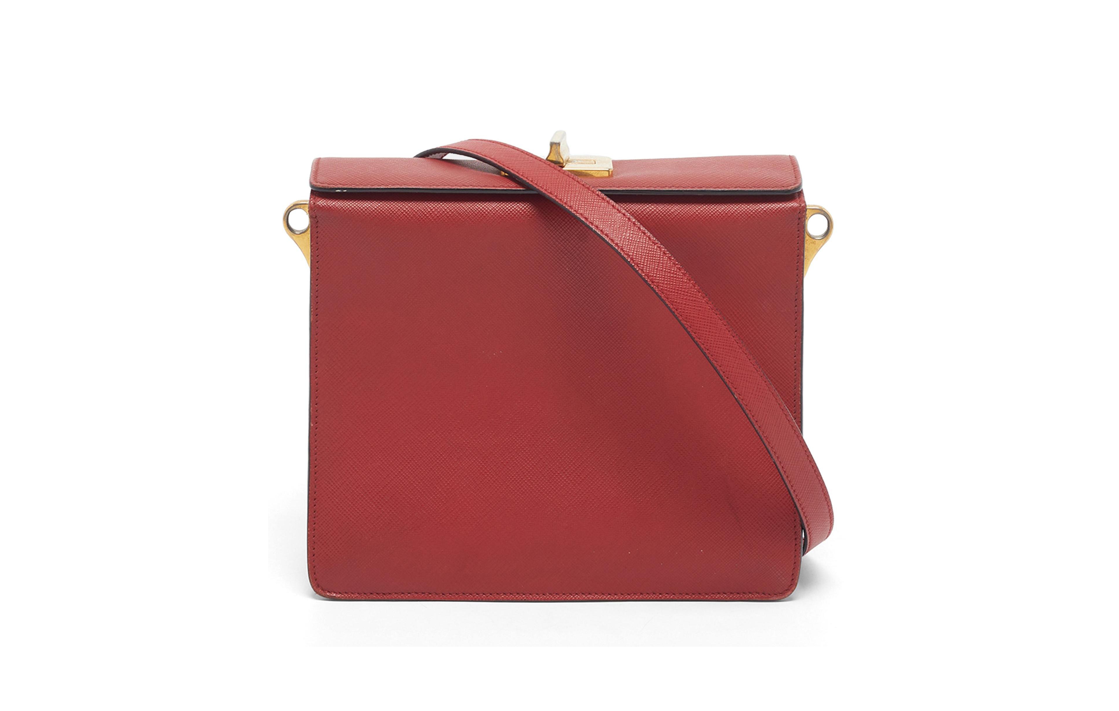 Pre-Owned Prada Women's Saffiano Leather Turnlock Box Shoulder Bag
