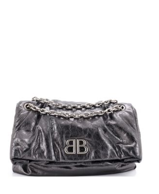 Medium Monaco Chain Flap Shoulder Bag Leather