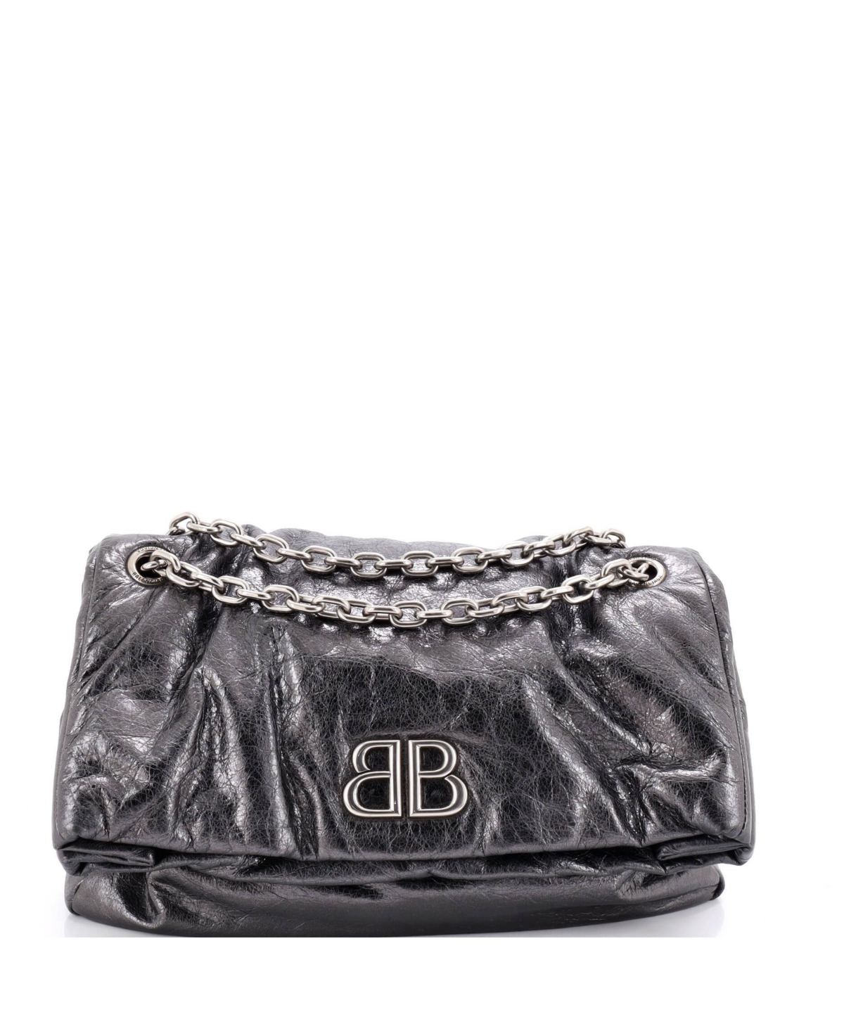Pre-Owned Balenciaga Medium Monaco Chain Flap Shoulder Bag Leather