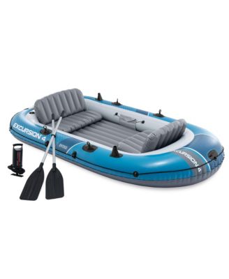66324EP Excursion 4 Inflatable Boat Set with 54" Oars, Pump, and Rod Holders