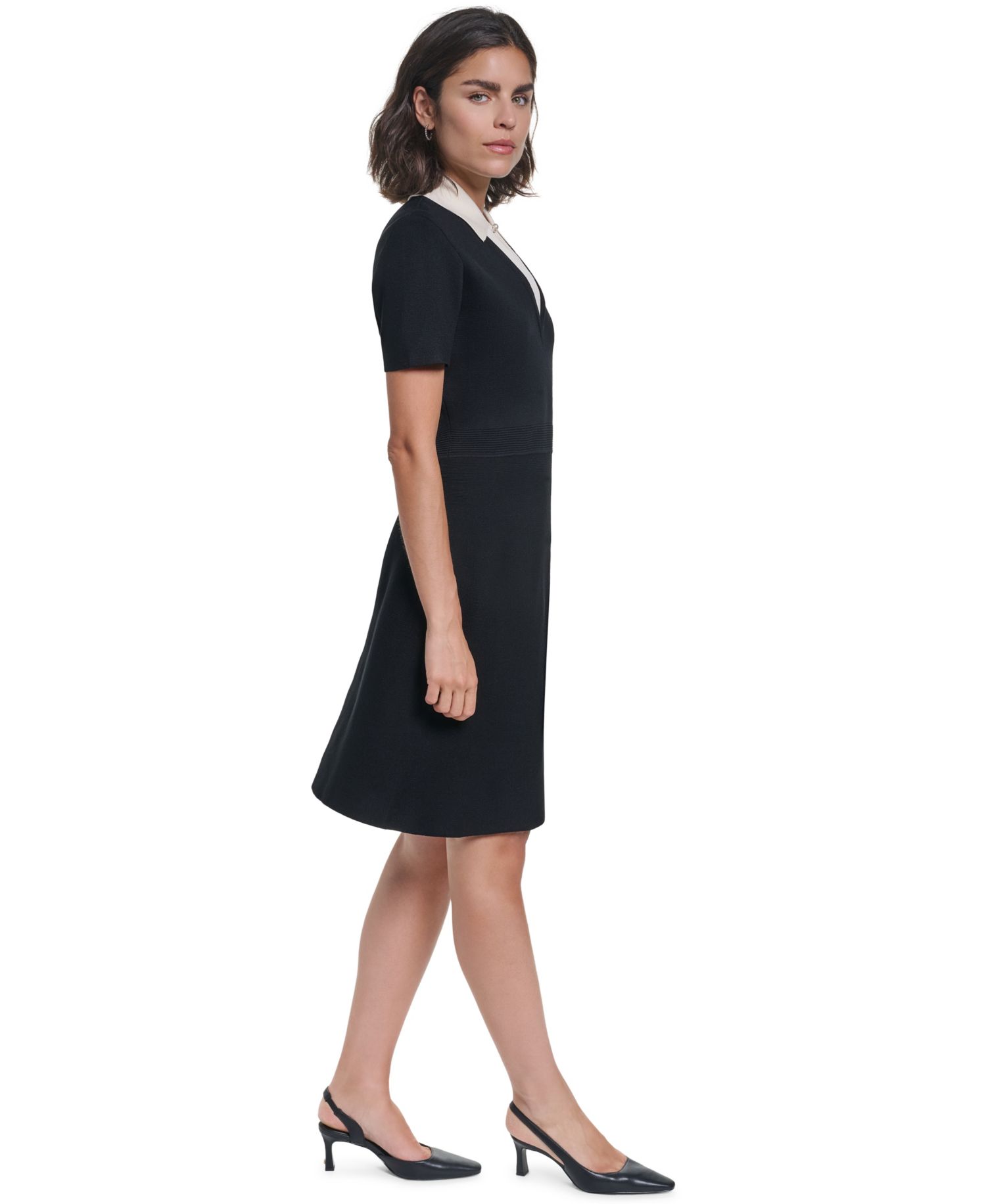 Women's Colorblock A-Line Knee-Length Sweater Dress