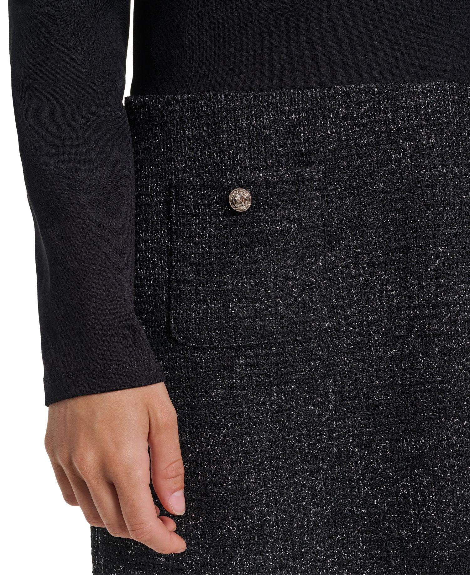 Women's Tweed Long-Sleeve Crewneck Sweater Dress