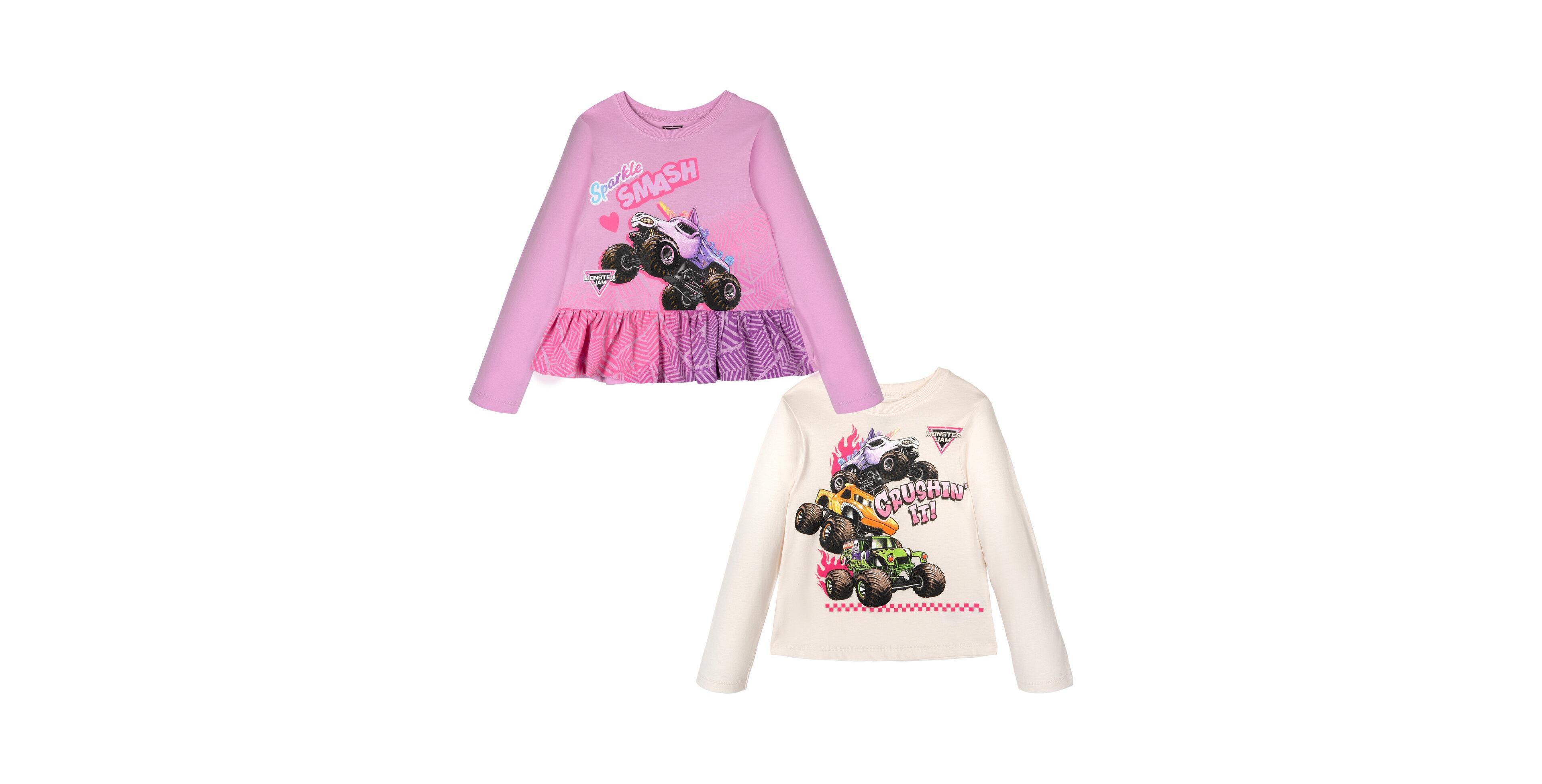 Monster Jam Girl's (5-12) 2-Piece Long Sleeve T-Shirt Set