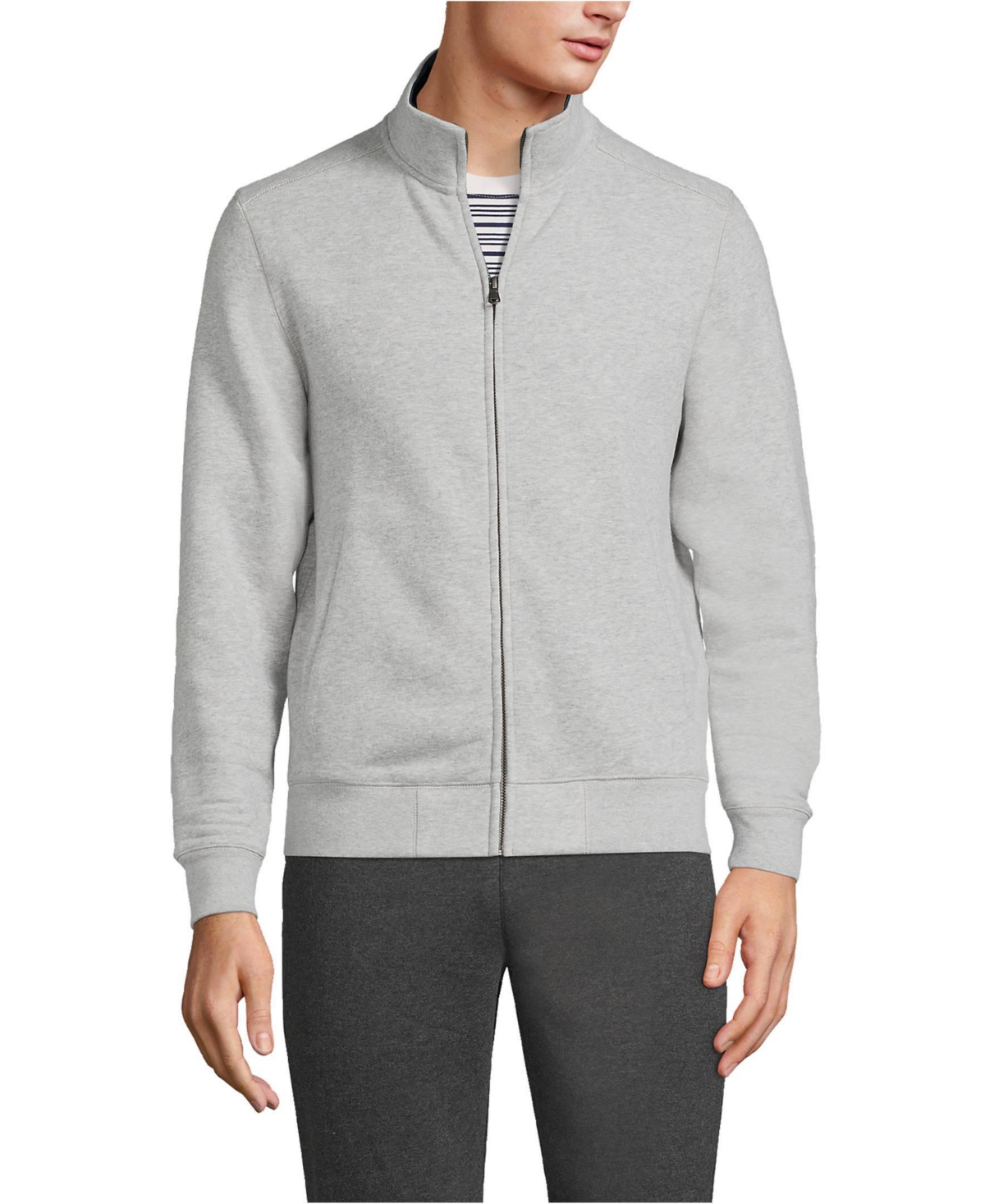 Lands' End Men's Long Sleeve Serious Sweatshirt Mock Full Zip