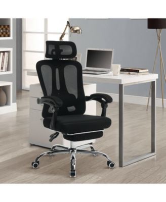 High Back Ergonomic Office Chair with Mesh Back, Retractable Footrest, Headrest and Lumbar Support, Chair with Wheels for Home Office