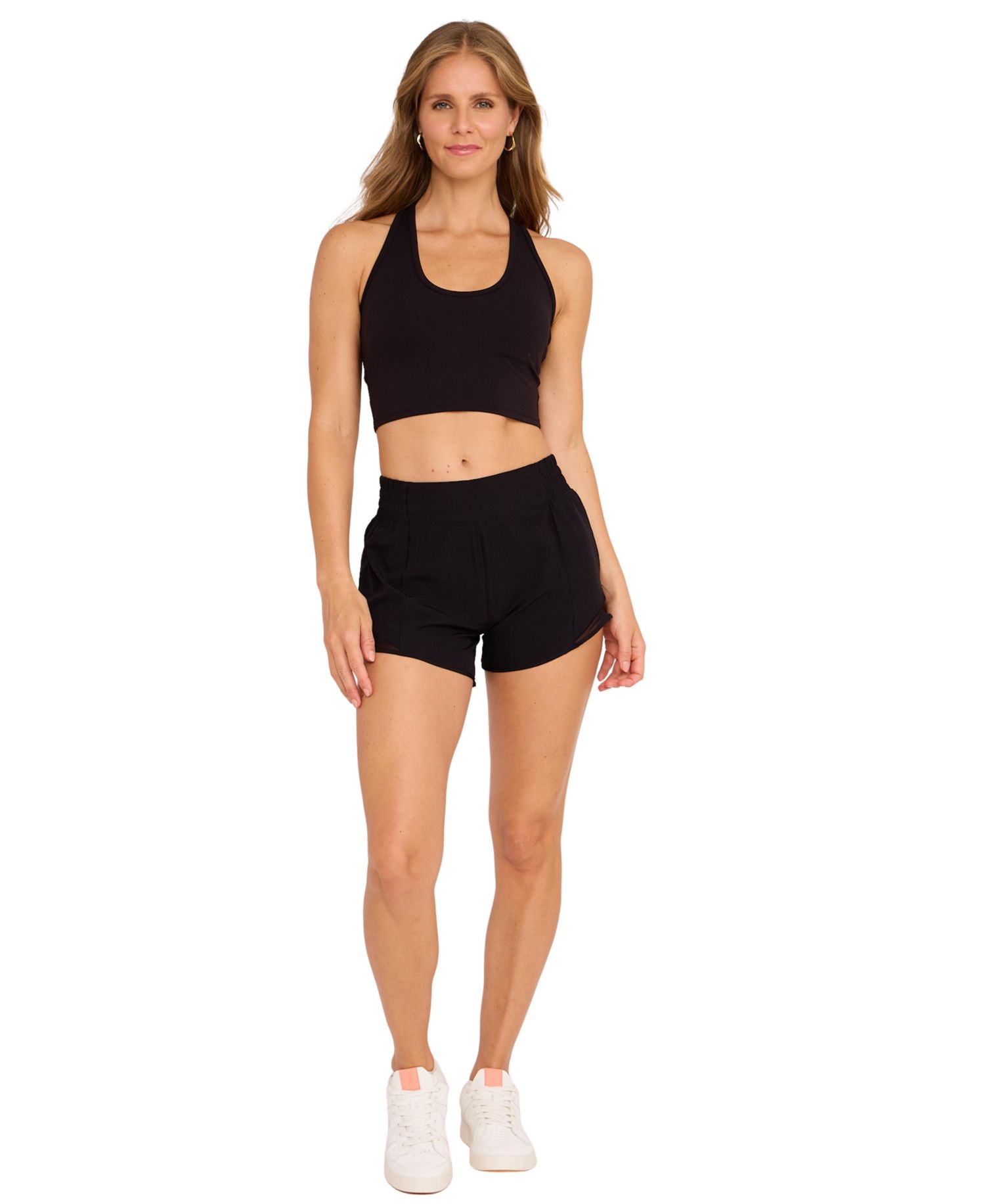 Women's Racerback Built-In Bra Scoop Neck Crop Top