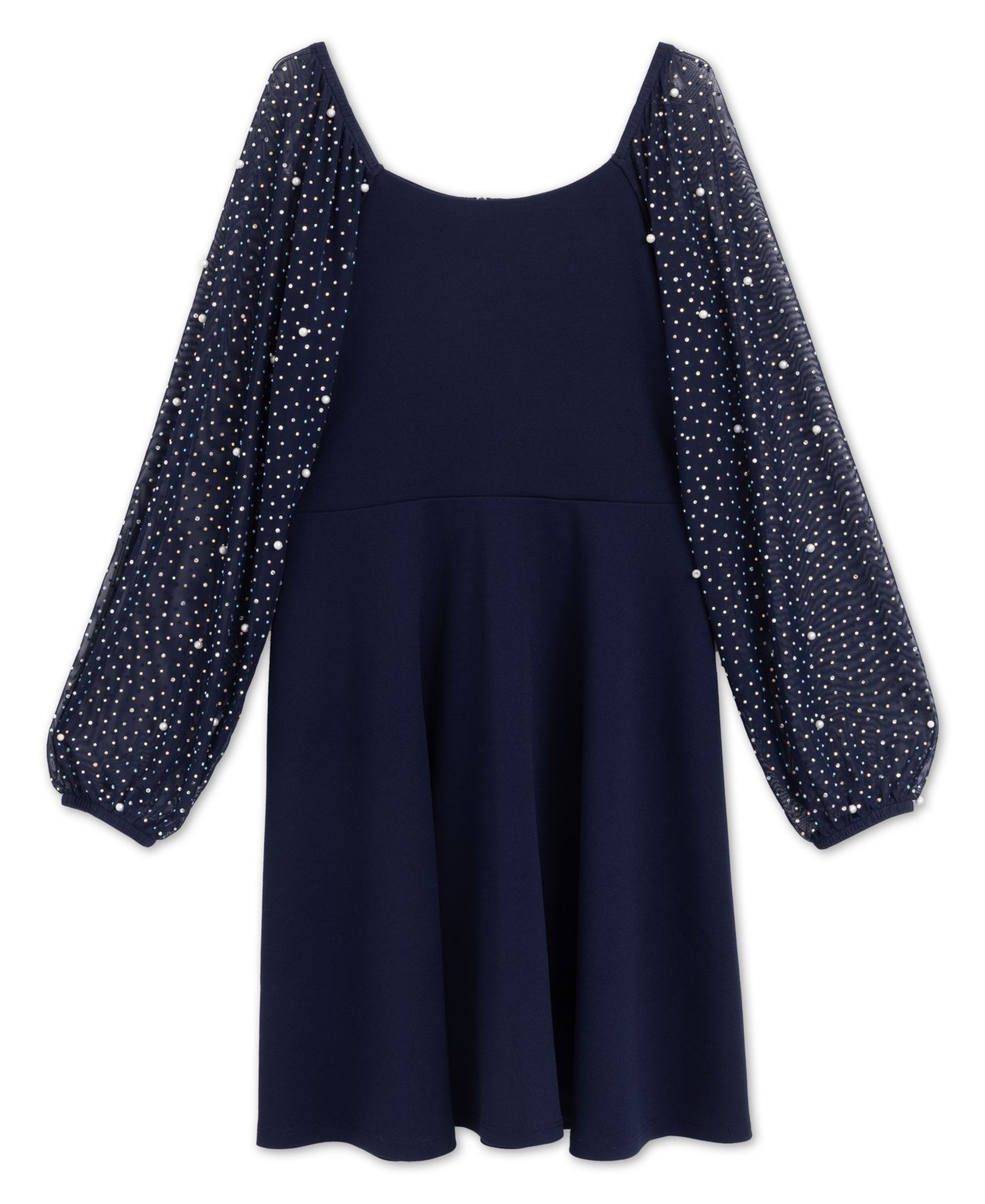 Girls' 7-16 Sequin Long-Sleeve Fit and Flare Dress