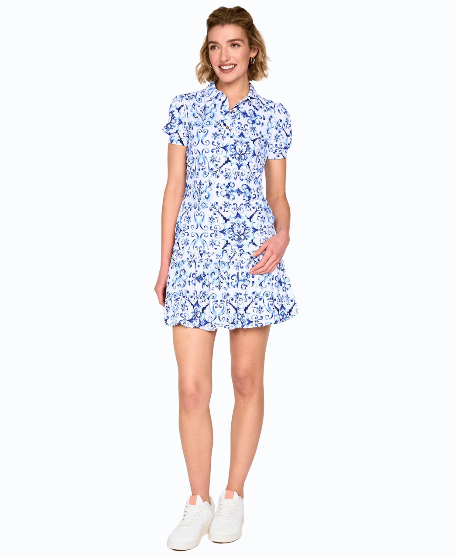 Women's Golf Hand-Painted Puffy Short-Sleeve Polo Shirt