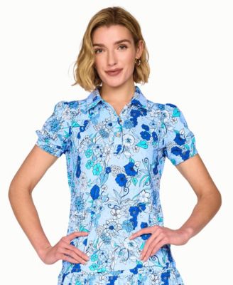 Women's Golf Hand-Painted Puffy Short-Sleeve Polo Shirt