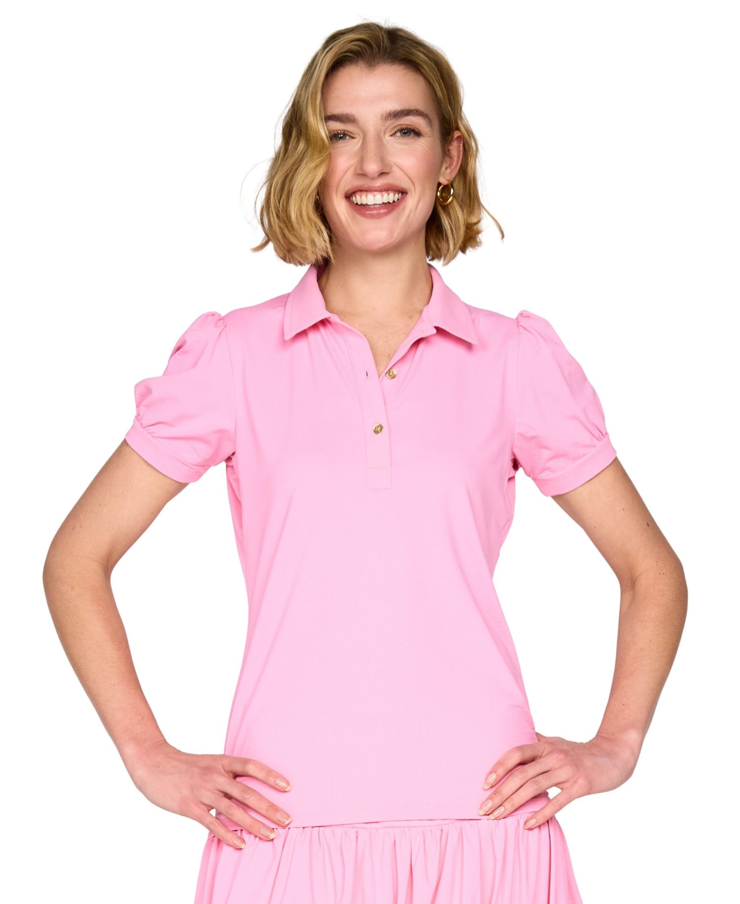 Women's Golf, Tennis, Pickleball Puffy Short-Sleeve Polo Shirt