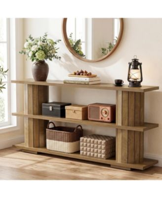 Console Table with Storage, 62.9-Inch Long Narrow Entryway Sofa Table 3-Tier Shelves for Living Room Hallway Entrance