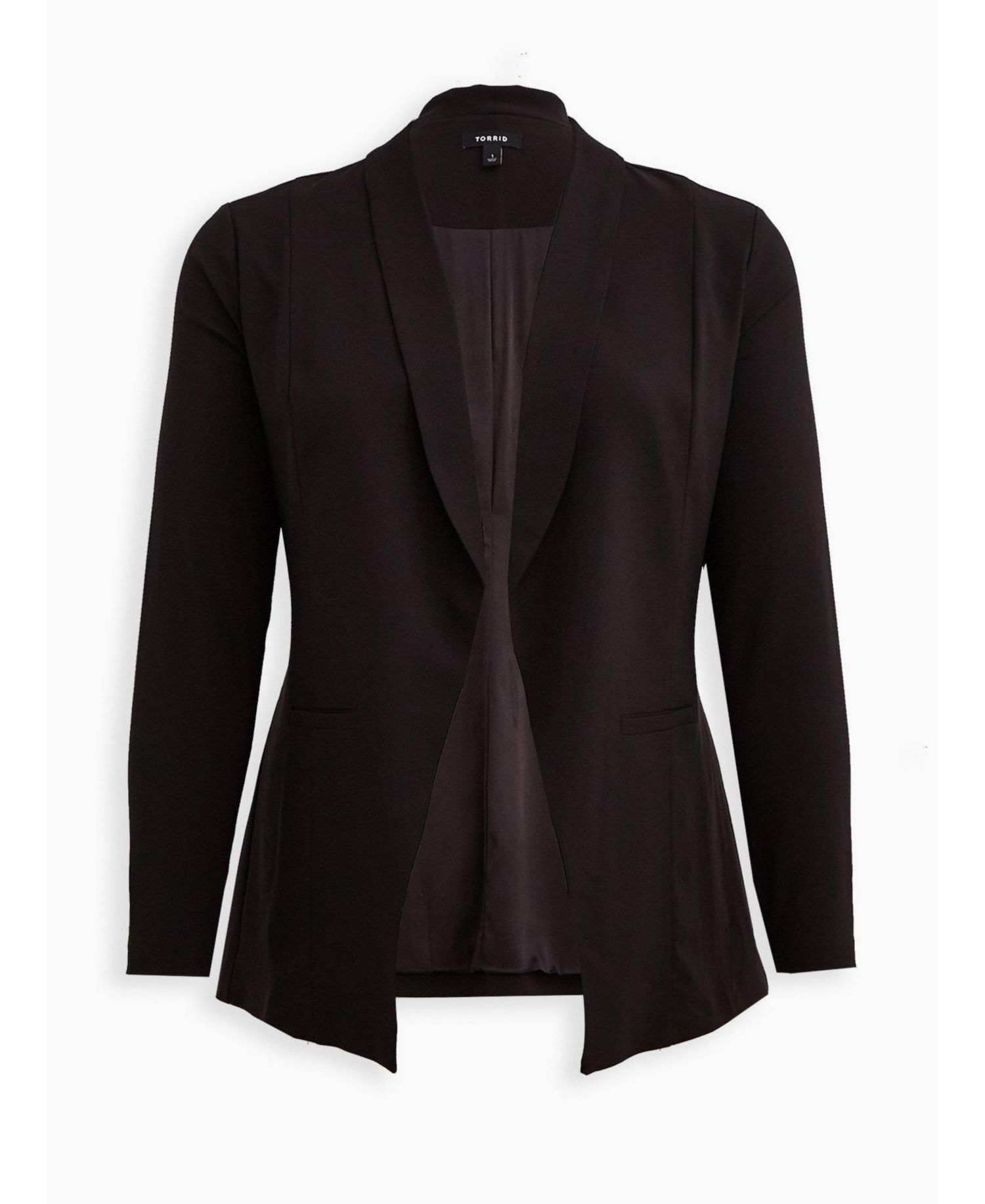 Plus Size Longline Shawl-Collar Blazer