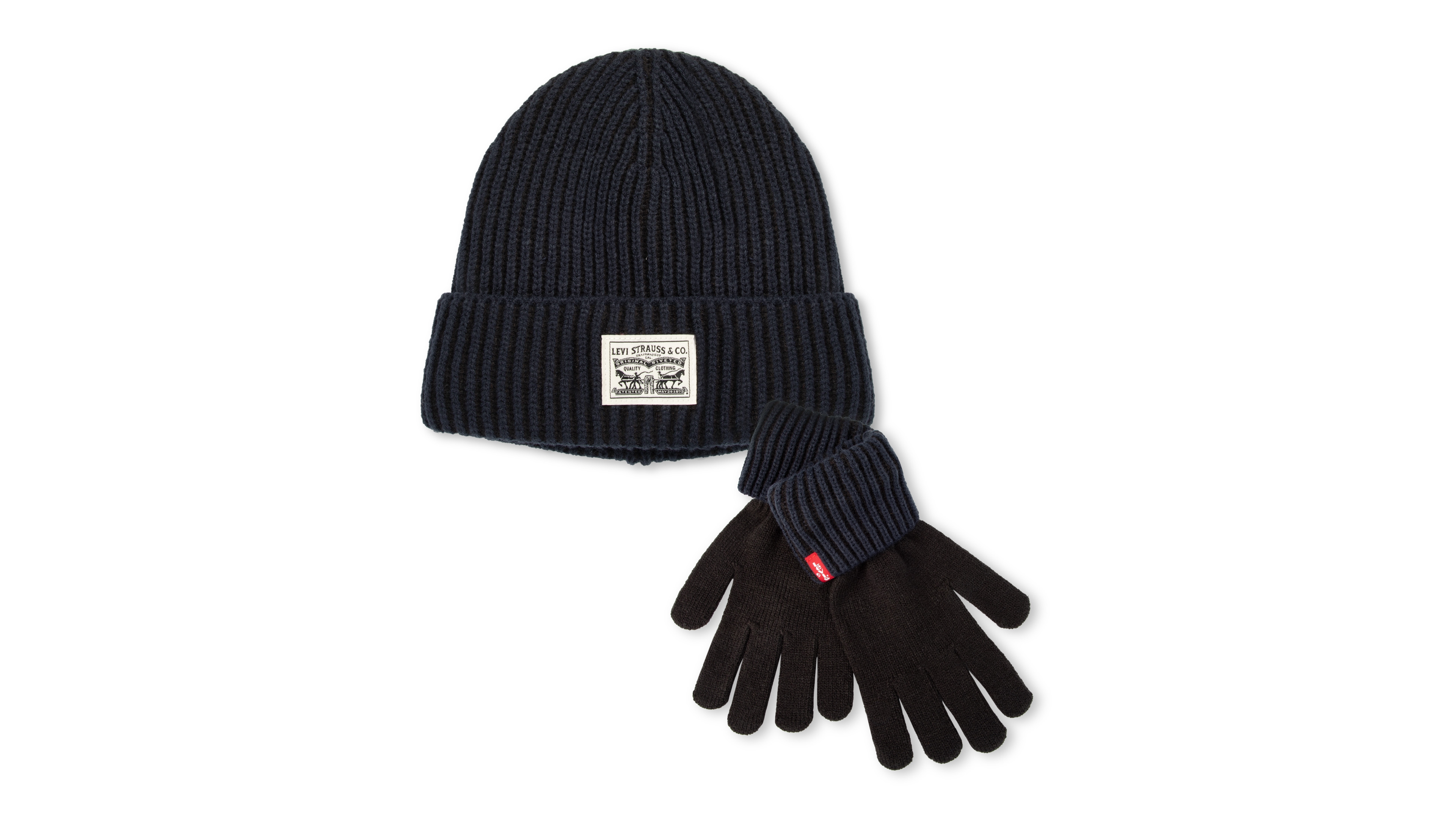 Levi's Men's Fleece-Lined Rib-Knit Beanie & Gloves, 2-Piece Set