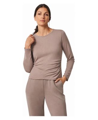 Women's Side Shirred Crew Neck Top