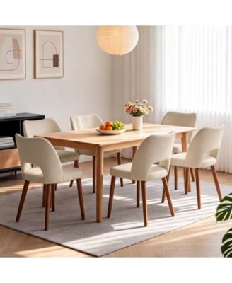 Modern Dining Chairs Set of 6, Chairs with Hollow Back, Solid Wood Legs, Tool-free Easy Assembly, Farmhouse Style for Kitchen and Dining Room