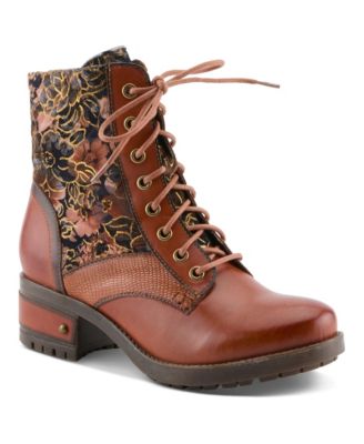L`Artiste Women's Marty-flow Women's Lace-up Boots with Tapestry Detail