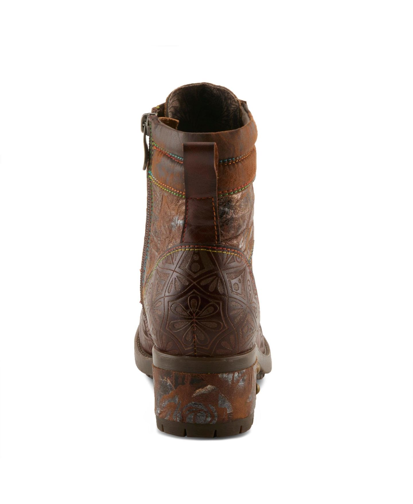 Женские ботинки L'Artiste Lace-up Boots with Embossed Leather and Comfortable Heel, цвет: Коричневый разноцветный — фото 4