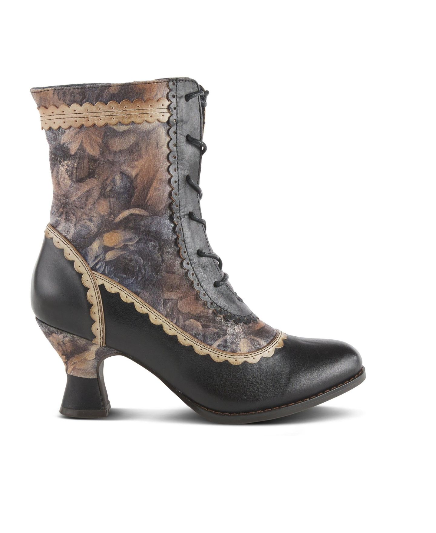 Женские ботинки L'Artiste Spring Step Bewitch-Floral Lace-Up Bootie with Painted Vamp, цвет: Чёрный разноцветный — фото 5