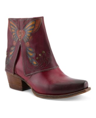 L`Artiste Women's Buterflykisses Leather Ankle Boots with Hand-painted Design