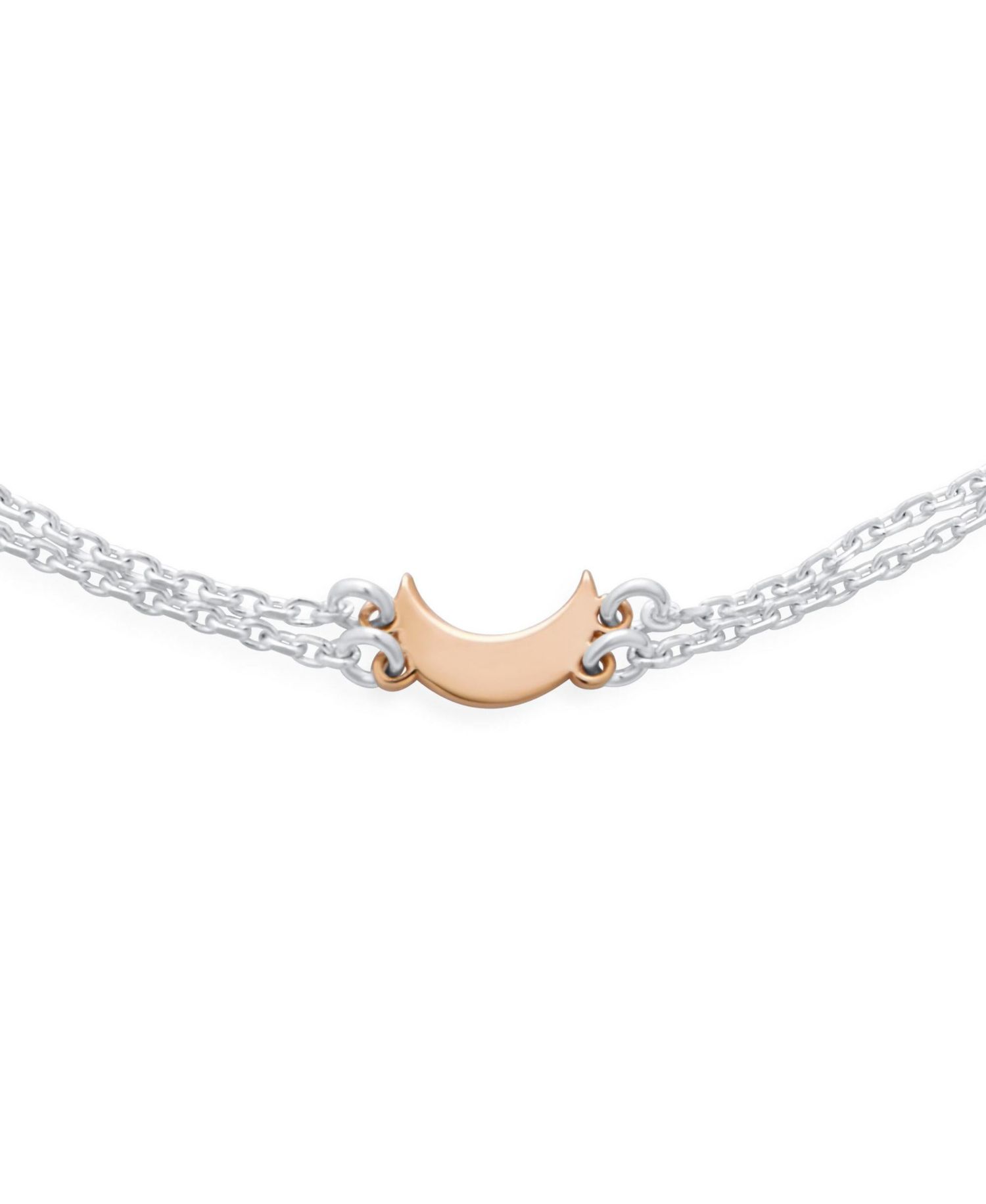 Moon and Stars Anklet Charm Bracelet Double Strand Rose Gold Sterling Silver