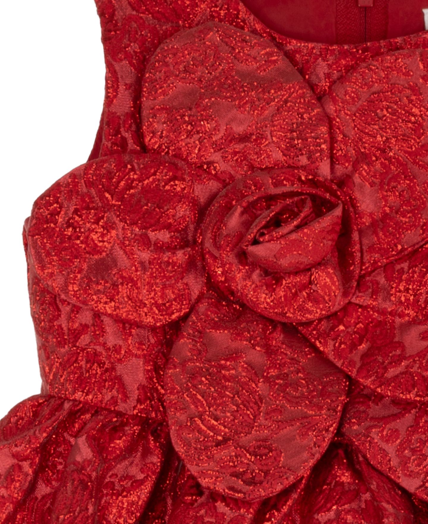 Платье Rare Editions Textured Floral Jacquard 3D-Flower Appliqué Fit & Flare Dress для девочек-малышей, цвет: Красный — фото 3
