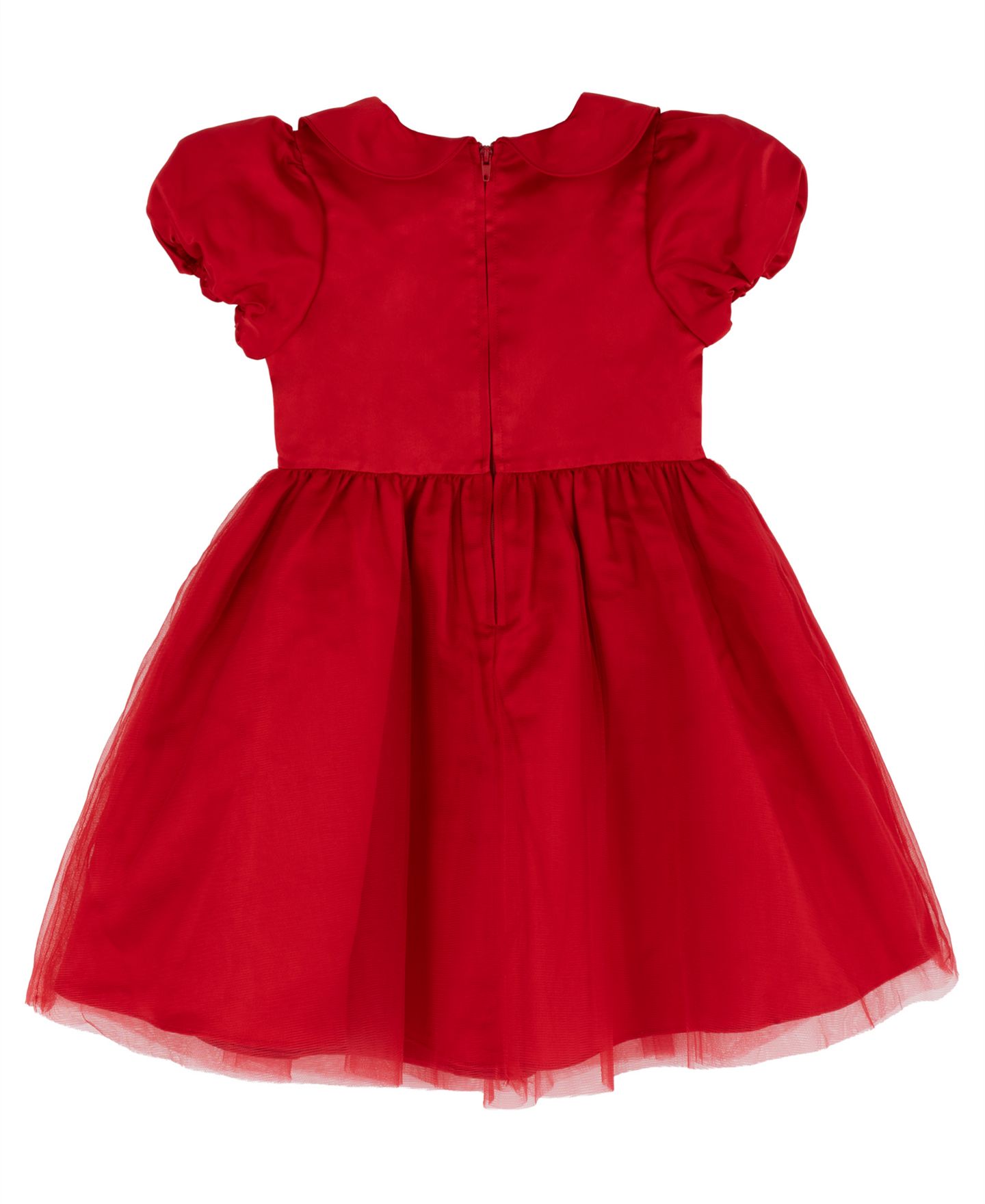 Платье Rare Editions Satin Bodice Mesh Skirt Puff-Sleeve Dress для девочек, цвет: Красный — фото 5