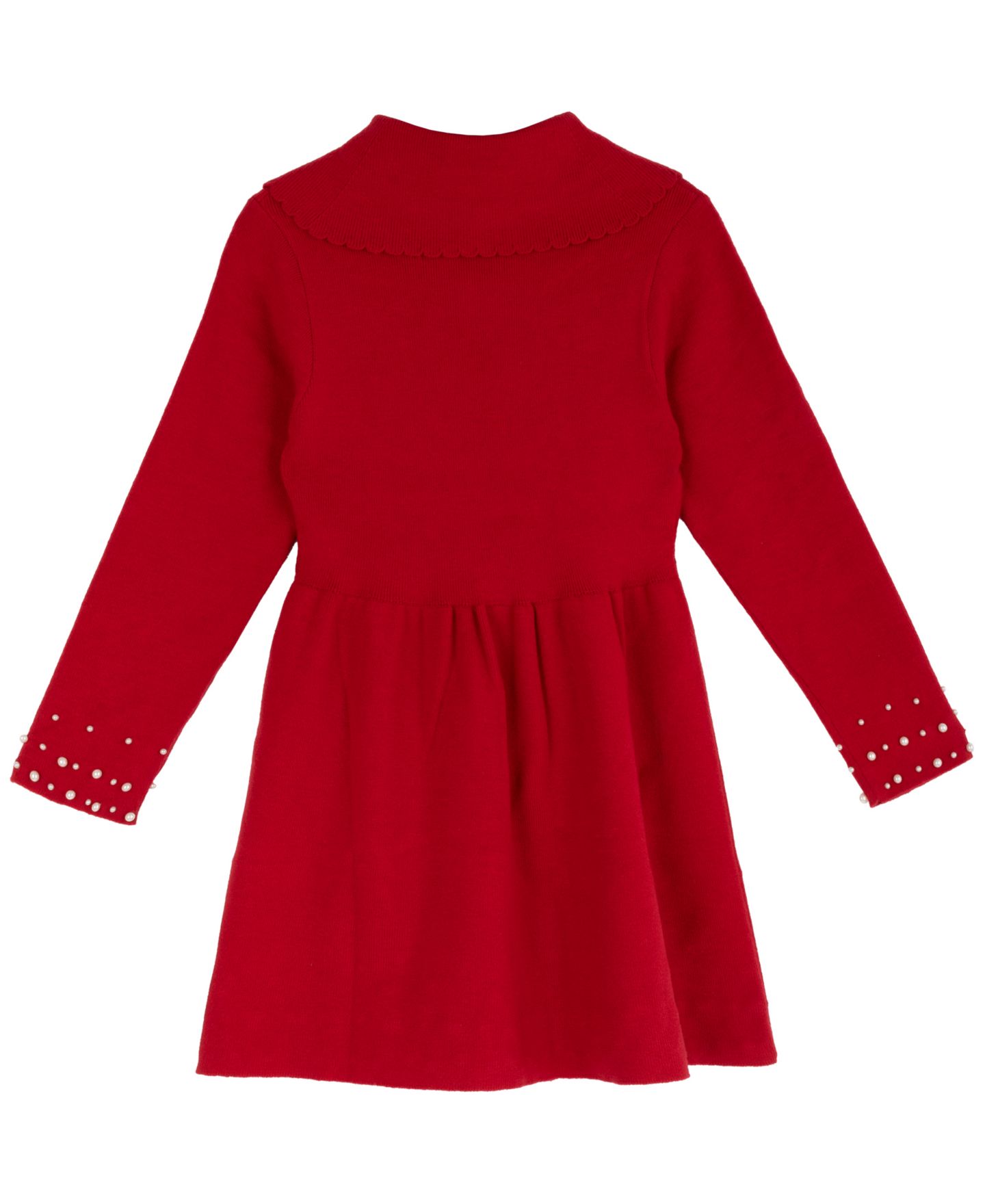 Платье Rare Editions Bow Collar with Embellishments Long-Sleeve Fit & Flare Dress для девочек, цвет: Красный — фото 5