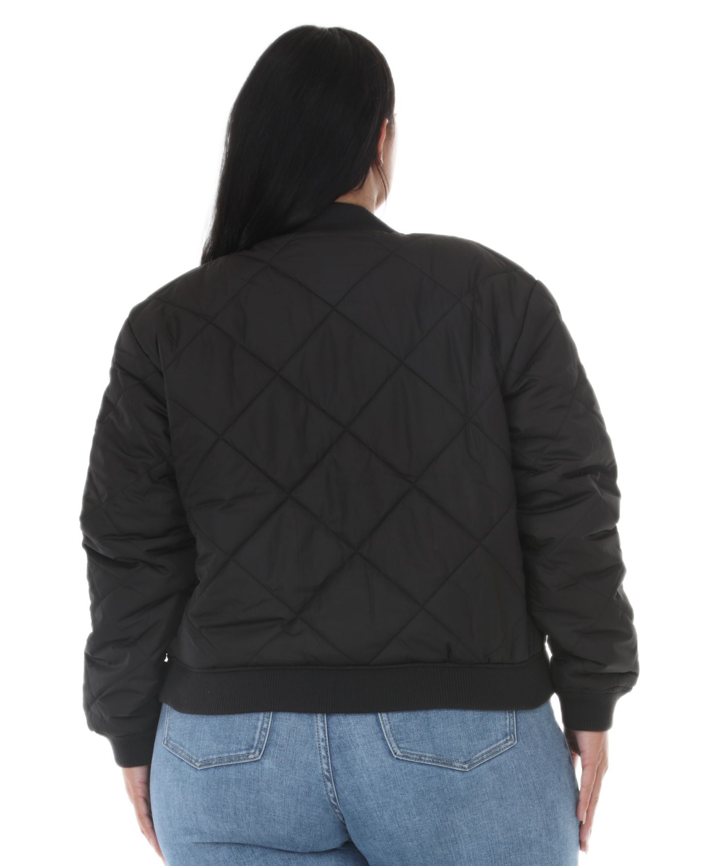 Женская куртка White Mark Plus Size Quilted-Lightweight Bomber, цвет: Чёрный — фото 5