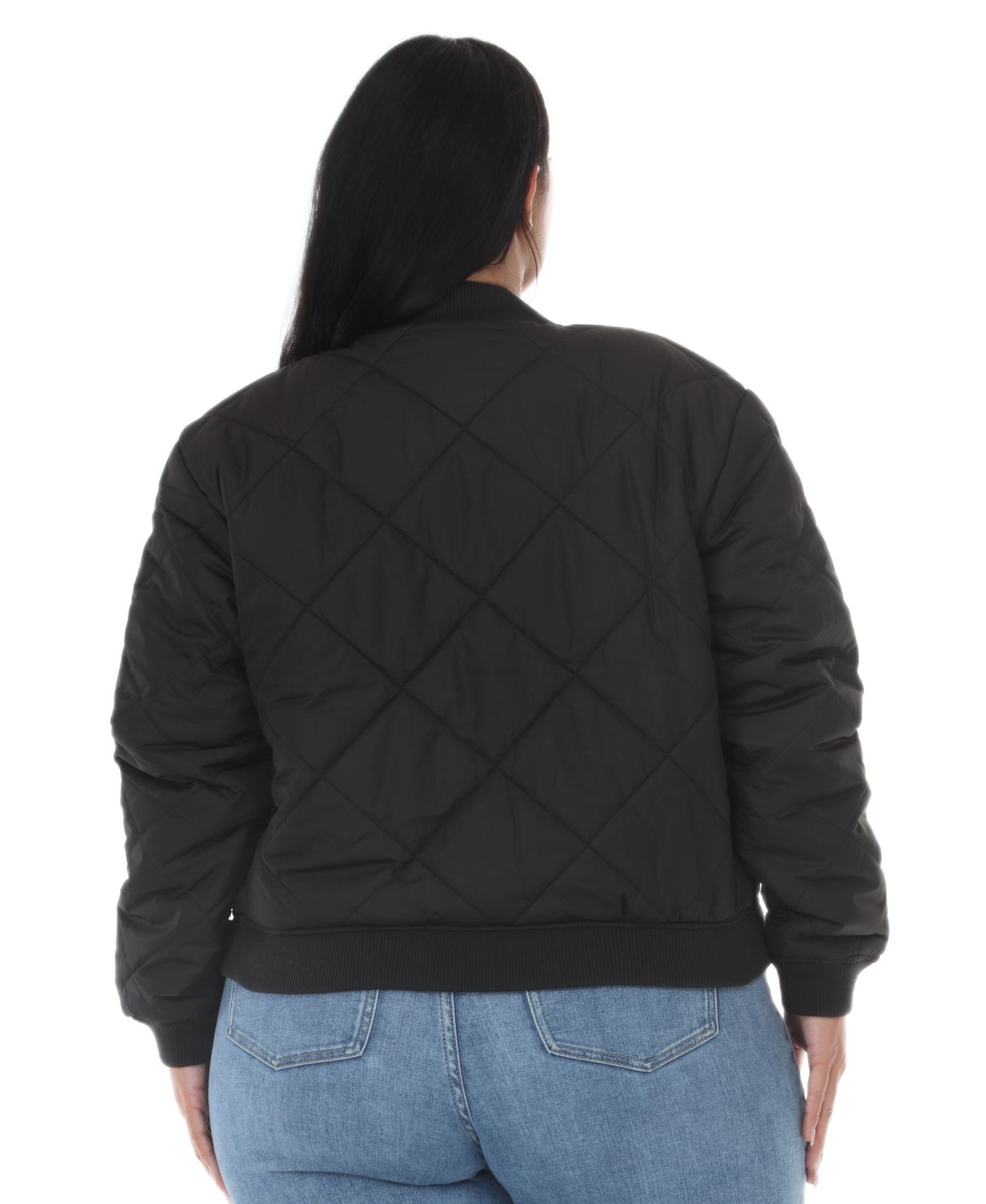 Plus Size Women's Quilted-Lightweight Bomber Jacket