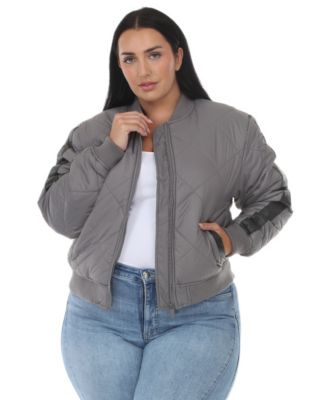 Plus Size Women's Quilted-Lightweight Bomber Jacket