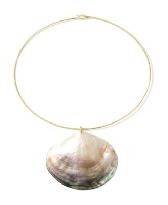 Oversized Shell Paired on Thin Collar Necklace