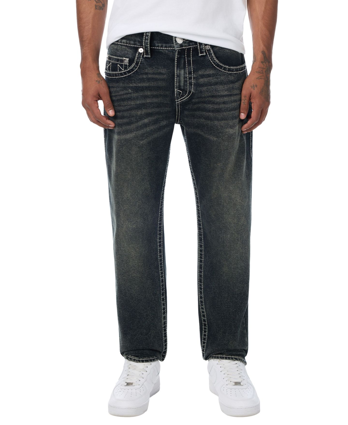 Мужские джинсы True Religion Geno Big T Slim, цвет: Пыльная тёмная варка — фото 1