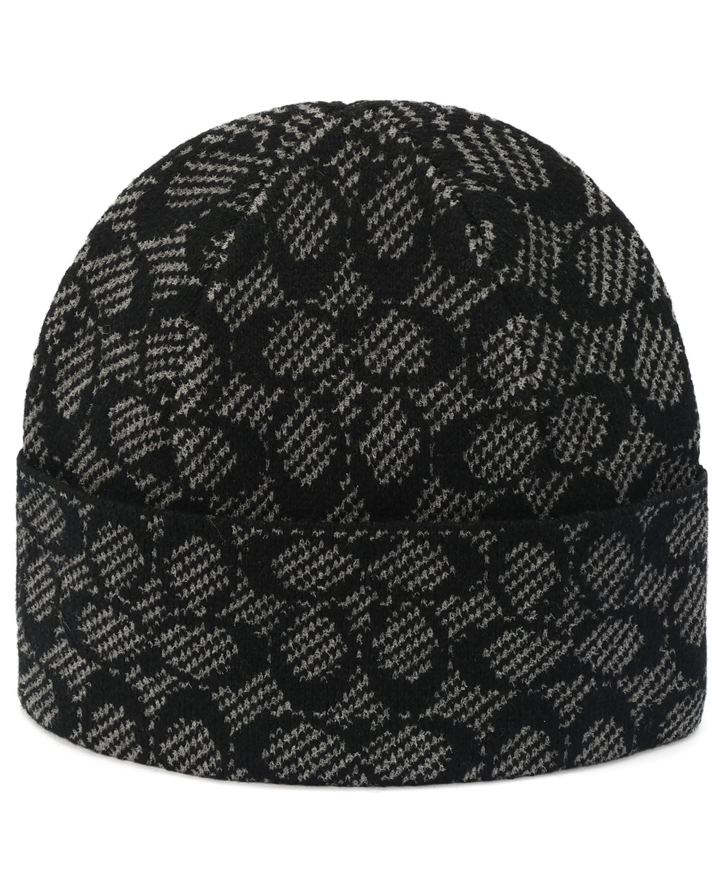 Мужская шапка COACH Merino Wool-Blend Signature C Twill Beanie, цвет: Чёрный разноцветный — фото 3