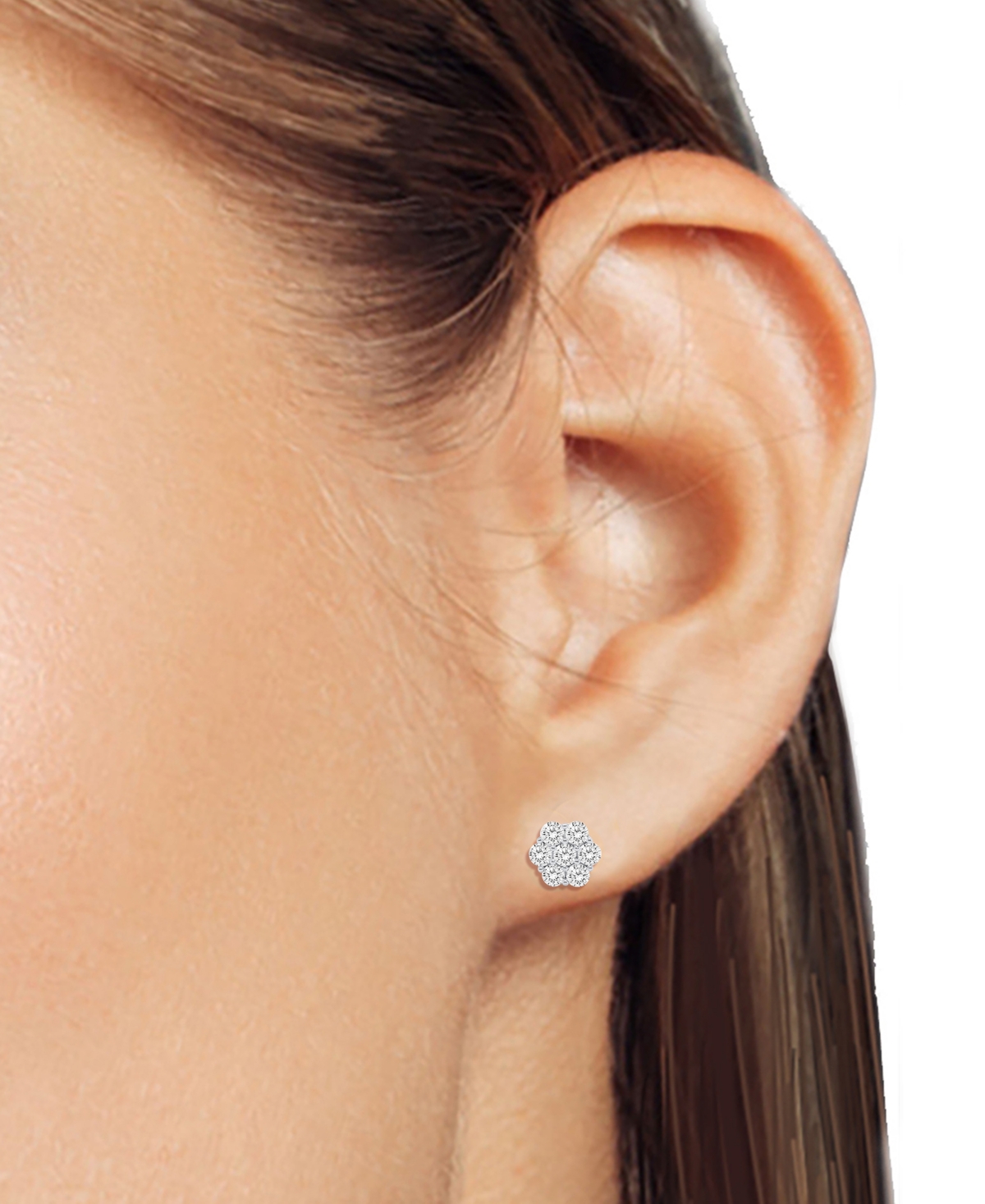 Forever Grown Diamonds Lab-Grown Diamond Cluster Stud Earrings (1 ct. t.w.) Sterling Silver (Also Available & 14k Gold Plated)
