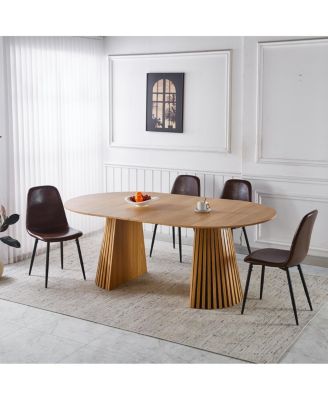 5 pieces Dining Set, Metal Leg Table, Mid-century MDF Top, Pedestal Table
