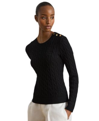 Women's Button-Trim Cable-Knit Sweater