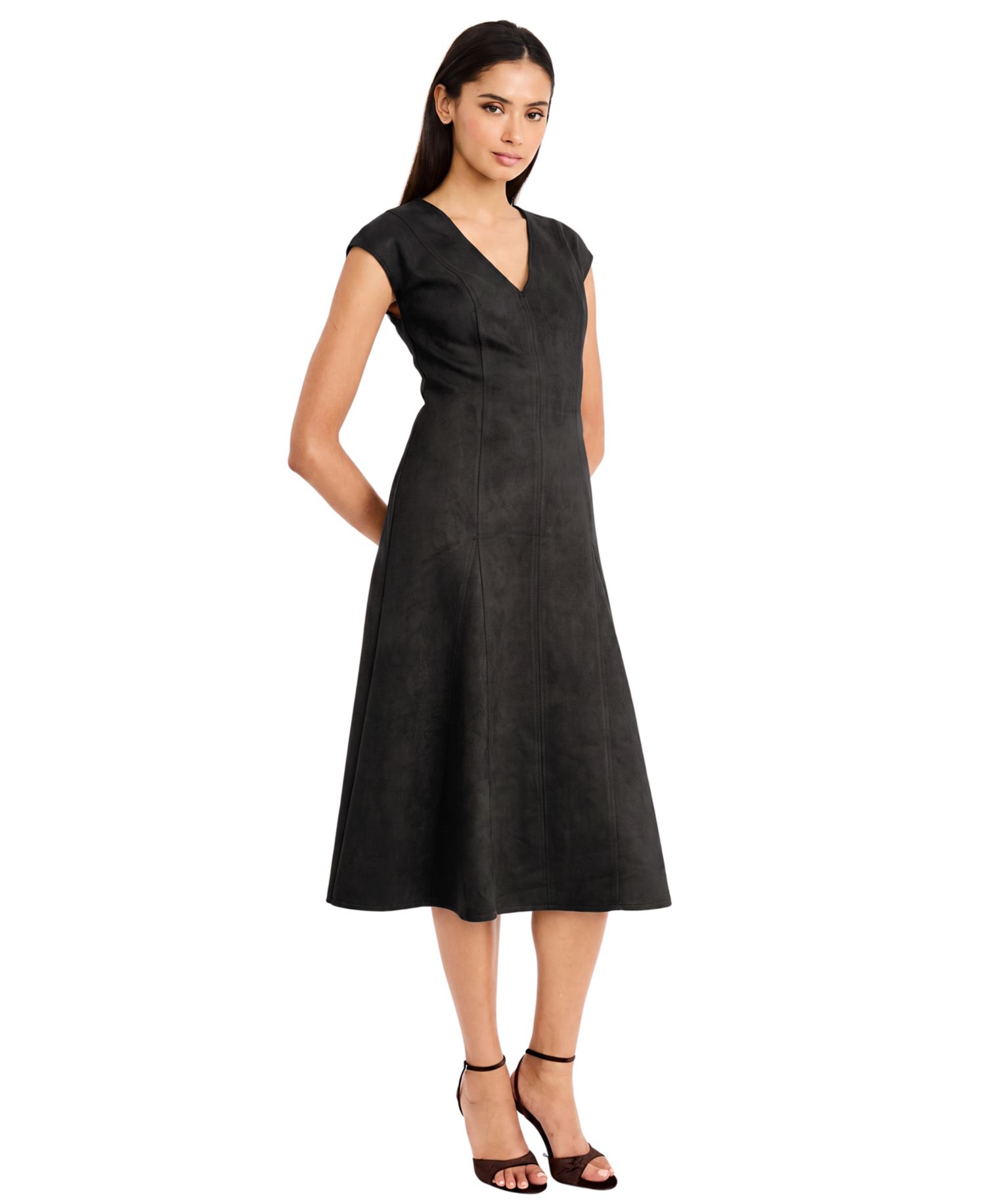 Women's Ashanti Cap-Sleeve A-Line V-Neck Midi Dress