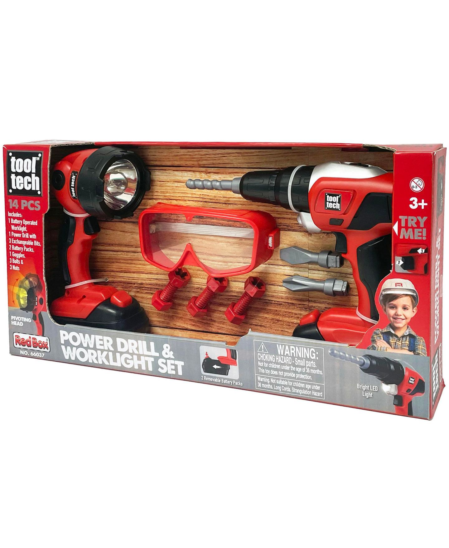 Детские игрушки Red Box Tool Tech Realistic-Sound 14-Piece Power Drill and Worklight Set, Ages 3+, цвет: Open Miscellaneous — фото 2