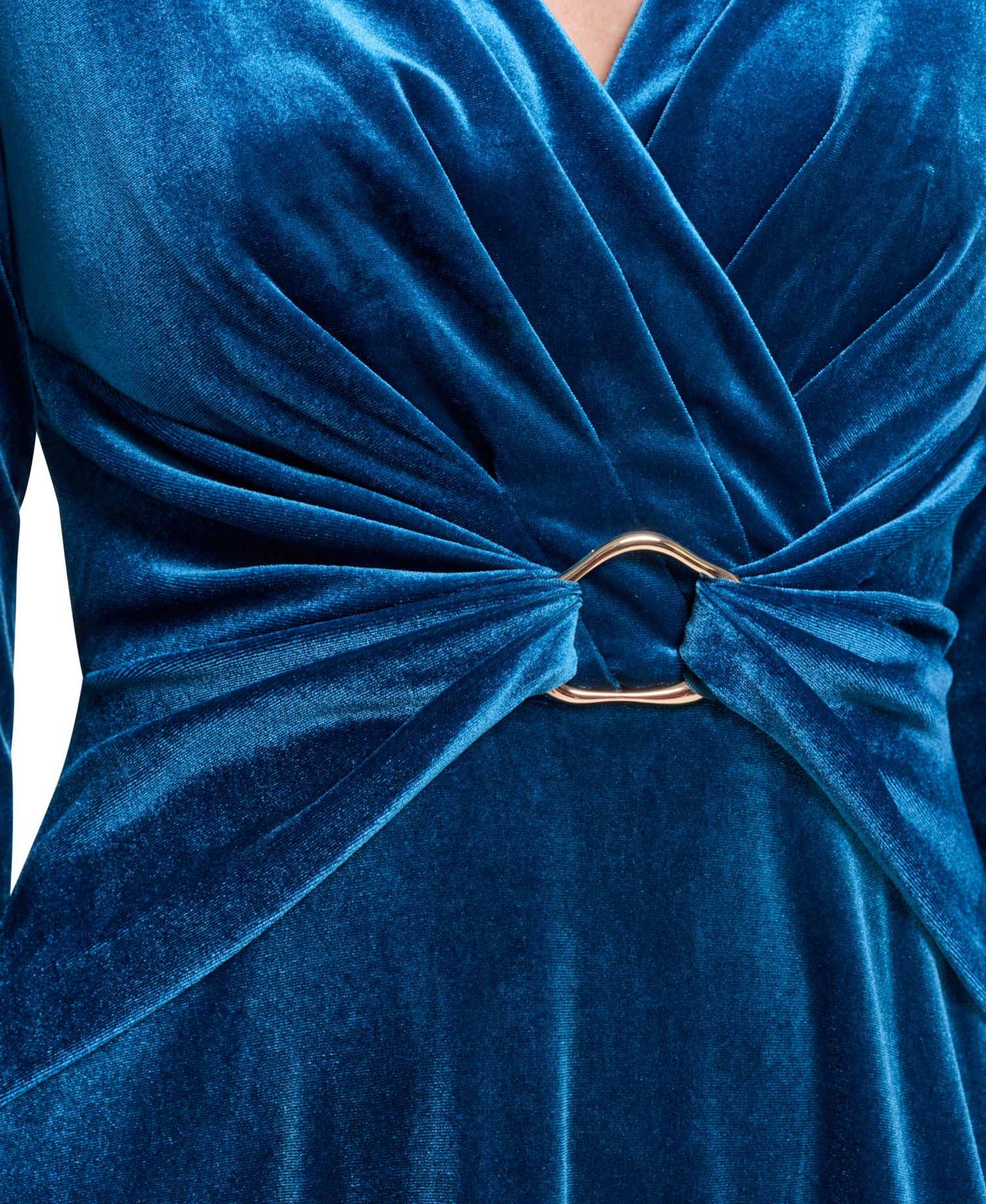 Women's V-Neck Wrap Midi Velvet Dress
