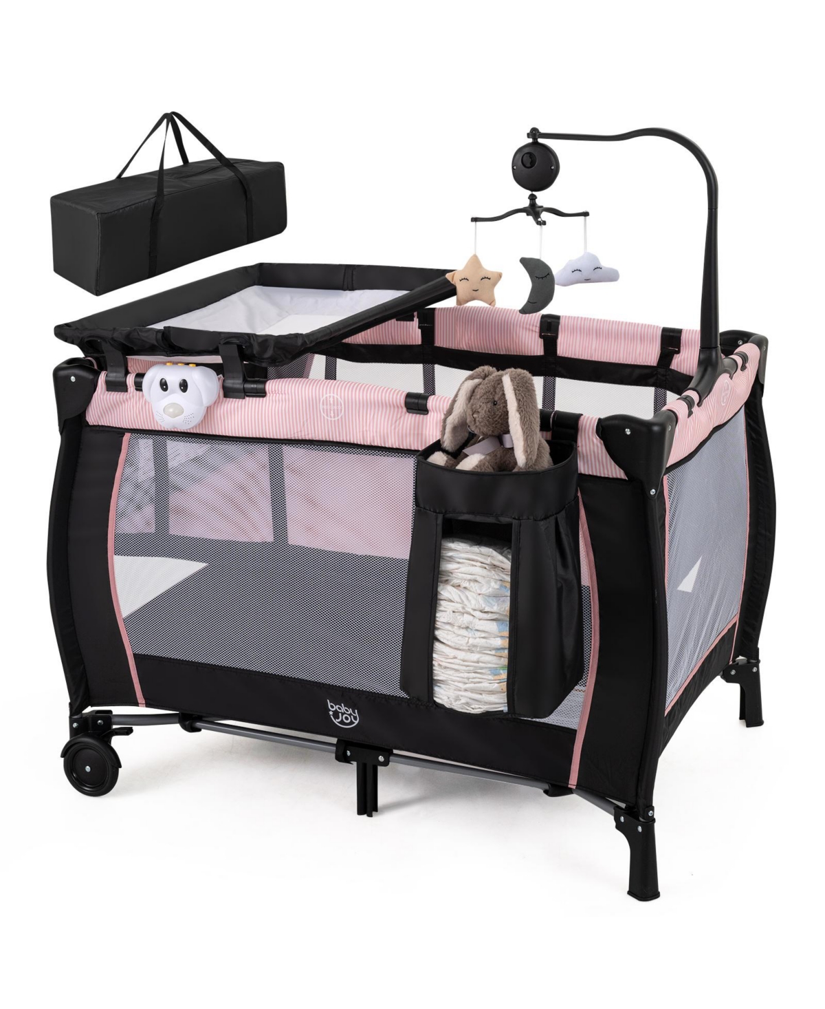Gymax 3-in-1 Baby Bassinet Portable Pack and Play with Removable Changing Table Mattress