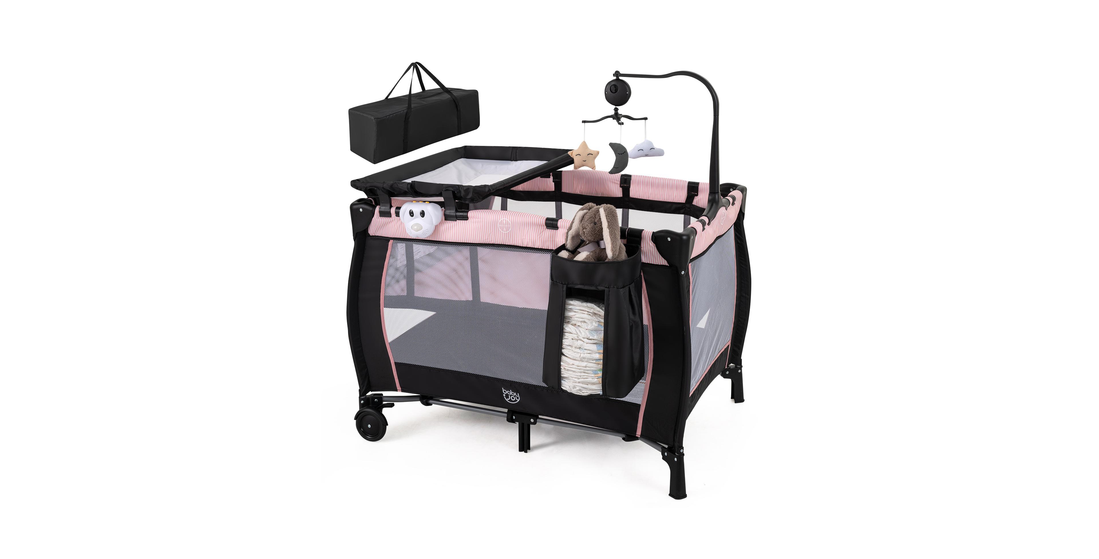Gymax 3-in-1 Baby Bassinet Portable Pack and Play with Removable Changing Table Mattress