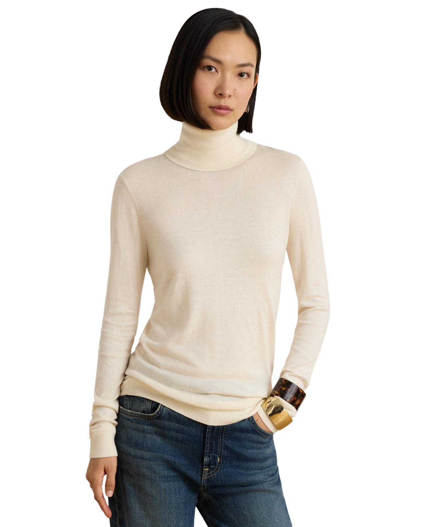 Women's Modal-Silk Blend Slim-Fit Turtleneck Sweater