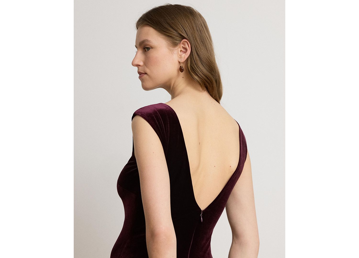 Women's Velvet Boatneck V-Back Gown