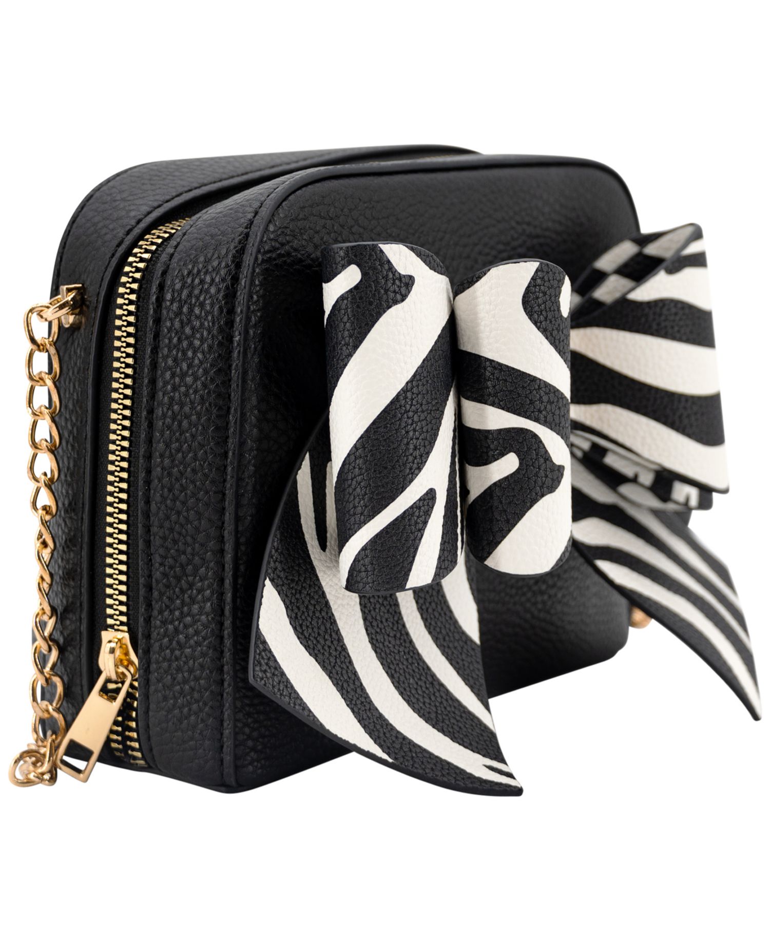 Zebra Bow Mini Crossbody Handbag