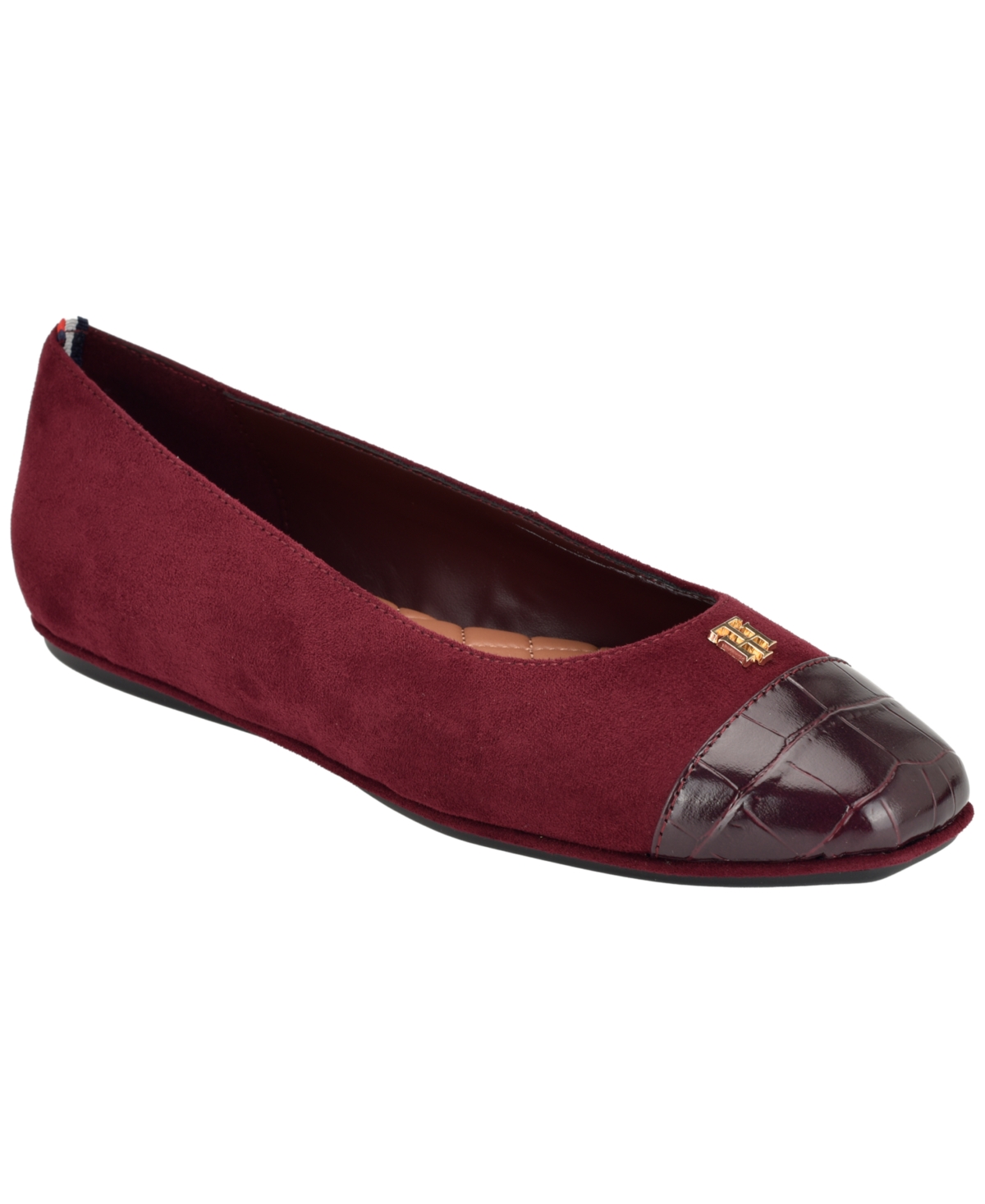 Tommy Hilfiger Women's Bekim Cap Toe Ballet Flats - Dark Red Croco