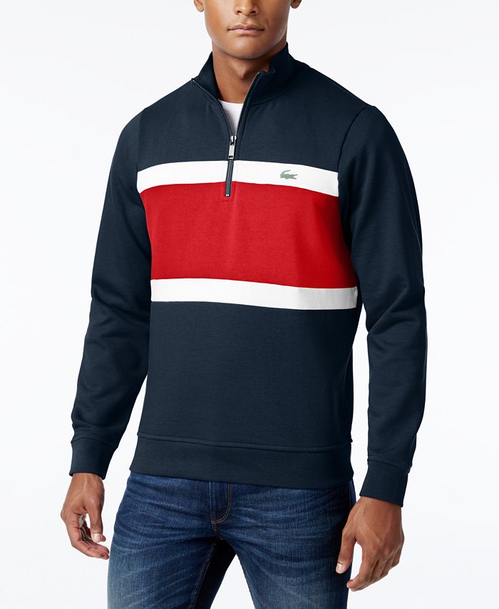 lacoste men's quarter zip cotton sweater