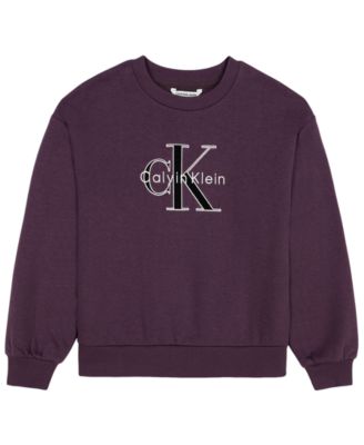 Girls' 7-16 Monologo Drop-Shoulder Fleece Crewneck Sweatshirt