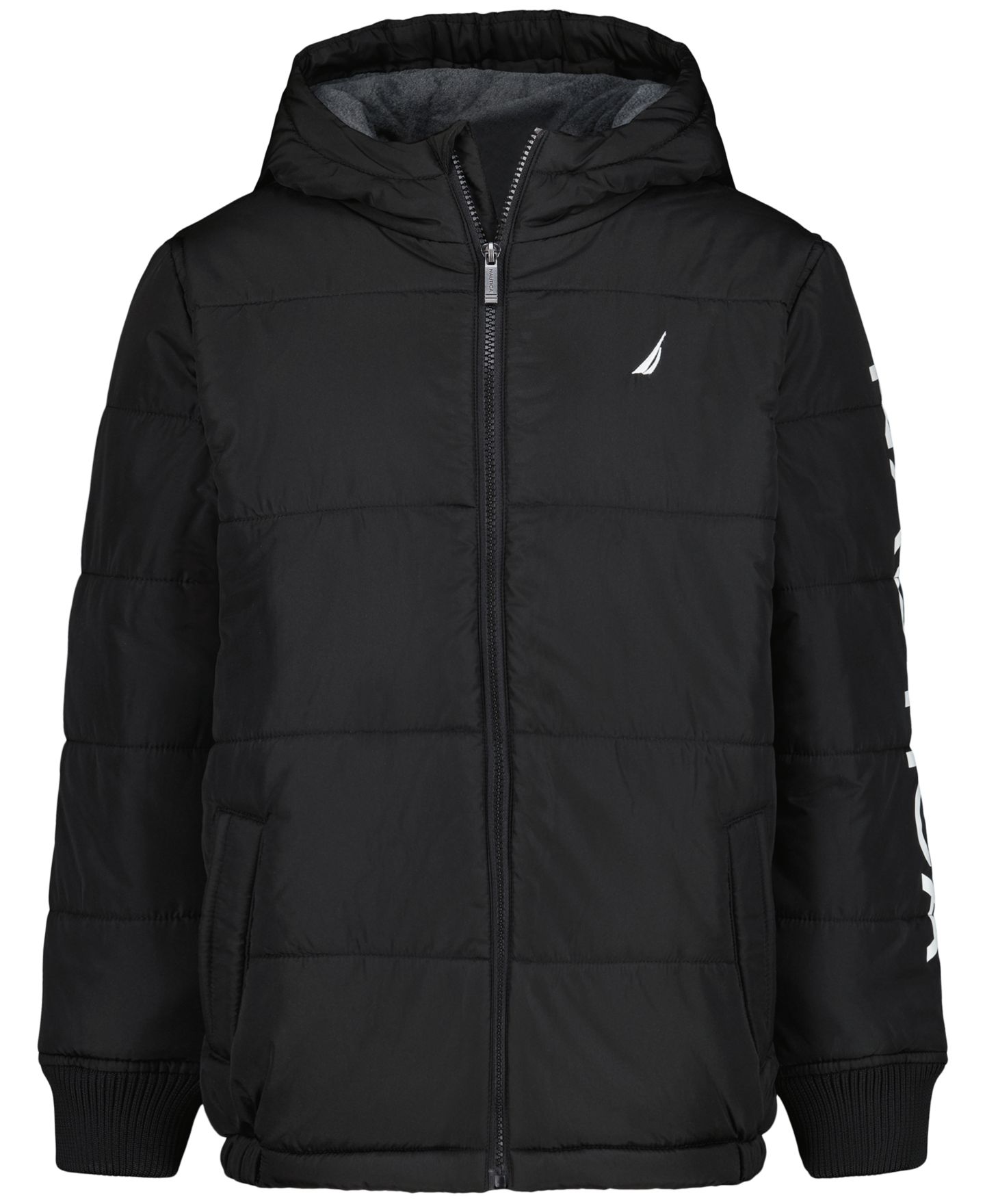 Куртки Nautica Hooded Puffer Jacket with Beanie, 2-Piece Set для мальчиков, цвет: Чёрный — фото 1