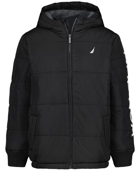 Куртки Nautica Hooded Puffer Jacket with Beanie, 2-Piece Set для мальчиков, цвет: Чёрный