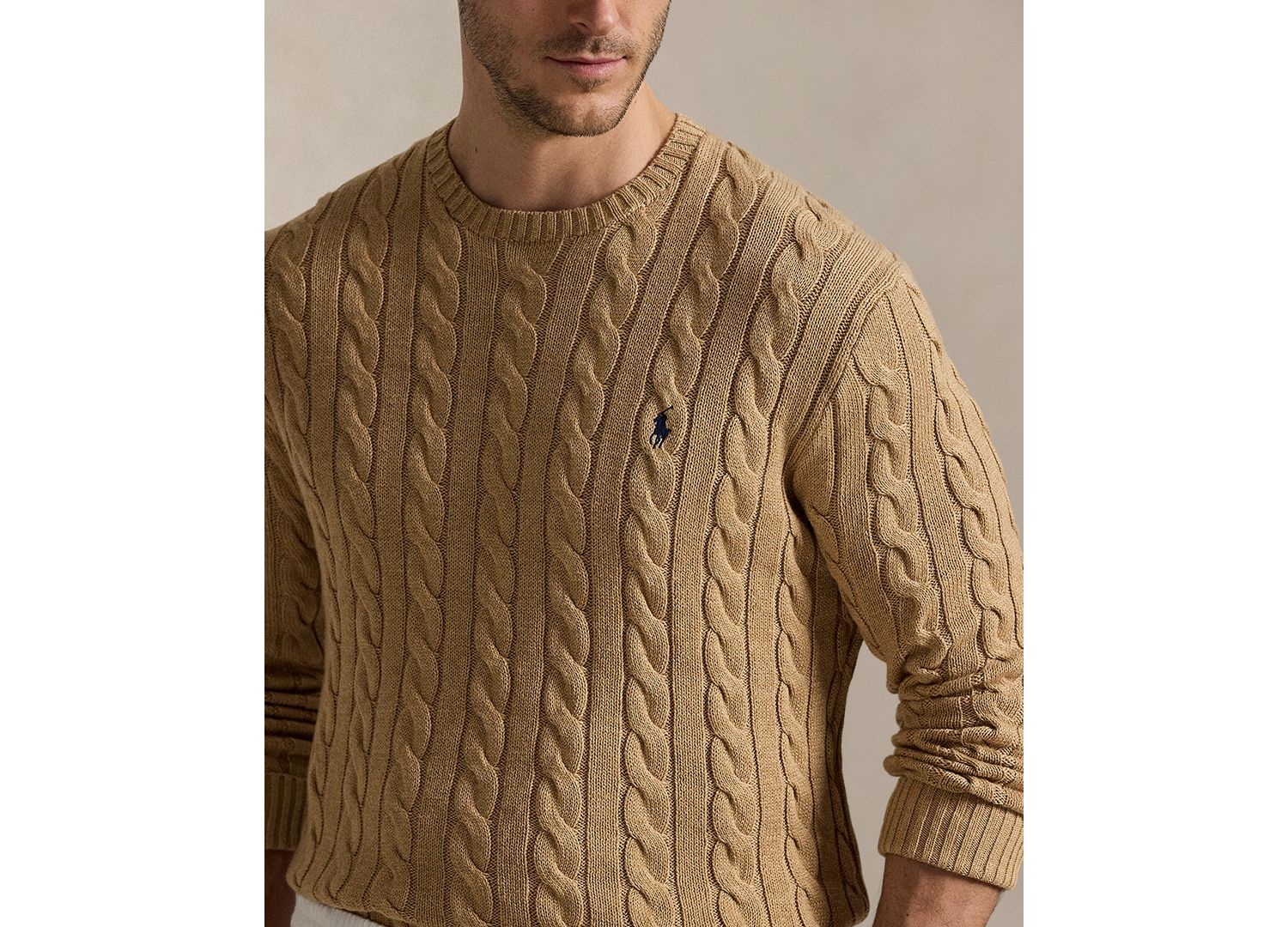 Men's Big & Tall Cable-Knit Cotton Sweater